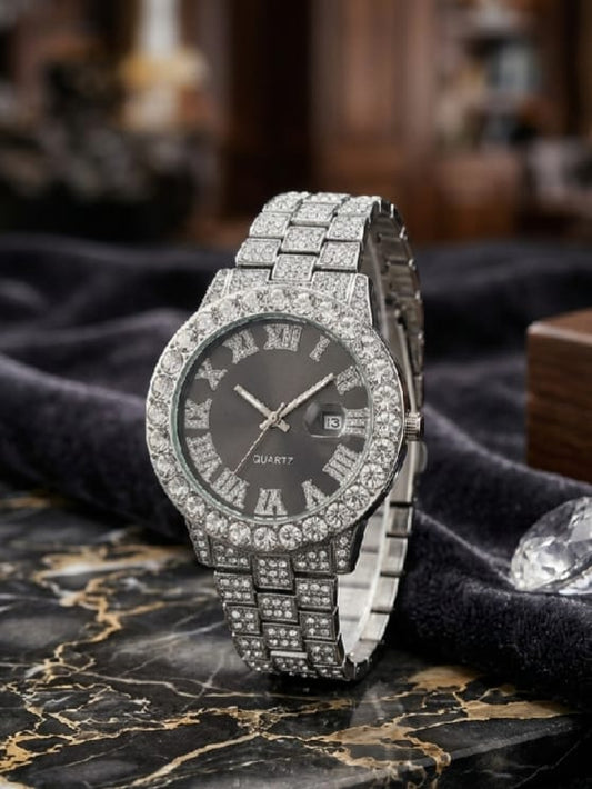 Luxury Silver Crystal Men's Watch