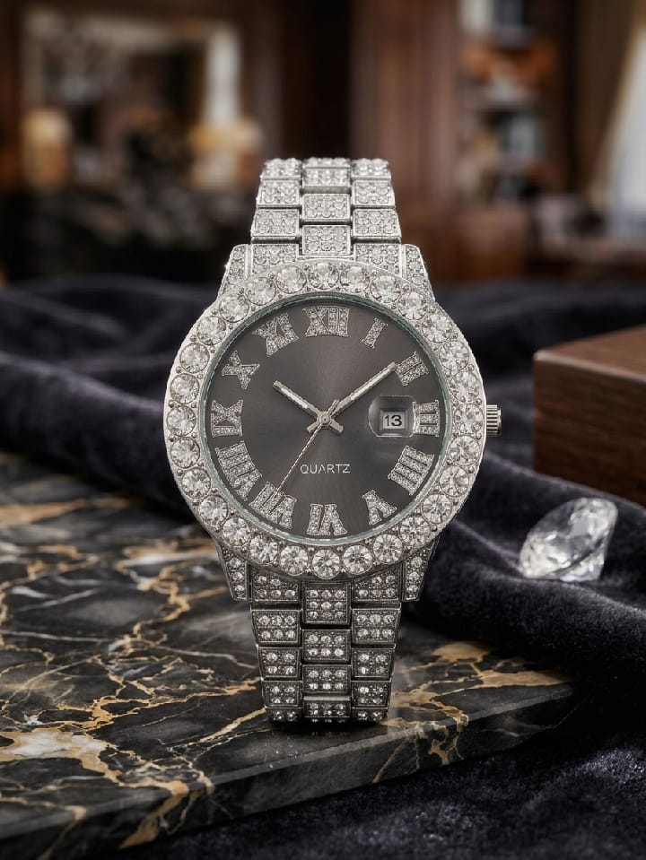 Luxury Silver Crystal Men's Watch