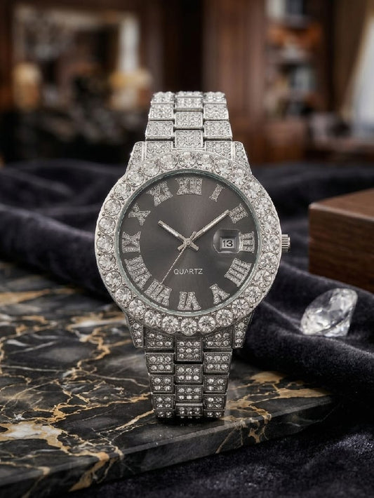 Luxury Silver Crystal Men's Watch